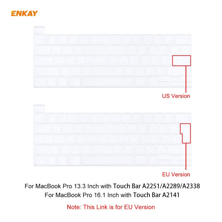 ENKAY Soft TPU Keyboard Protector Film for MacBook Pro 16 inch A2141 / Pro 13.3 inch A2289 & A2251 & A2338 (2020), EU Version - Keyboard Protector by ENKAY | Online Shopping South Africa | PMC Jewellery | Buy Now Pay Later Mobicred