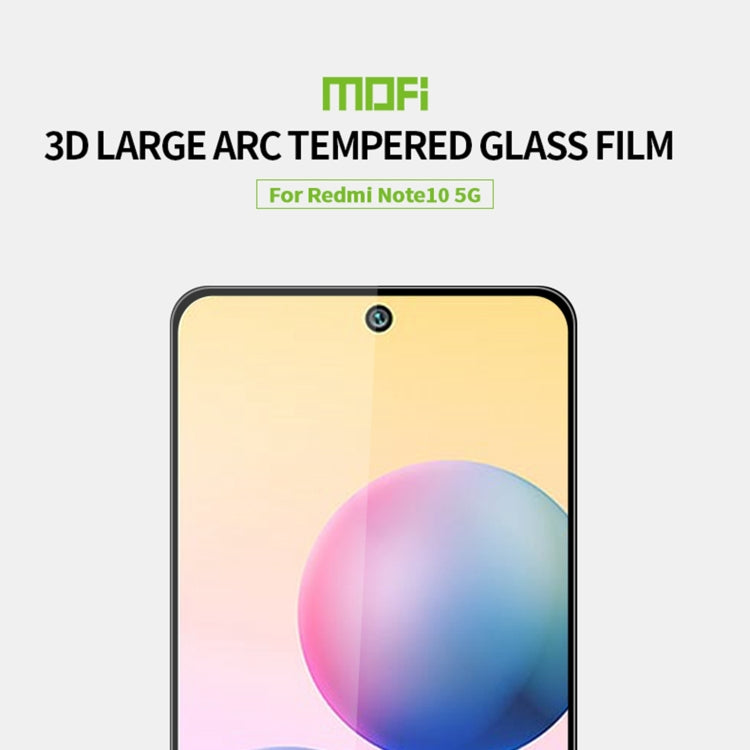 For Xiaomi Redmi Note 10 5G MOFI 9H 3D Explosion-proof Curved Screen Tempered Glass Film(Black) -  by MOFI | Online Shopping South Africa | PMC TechLife