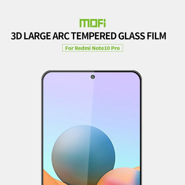 For Xiaomi Redmi Note 10 Pro / Note 10 Pro Max MOFI 9H 3D Explosion-proof Curved Screen Tempered Glass Film(Black) -  by MOFI | Online Shopping South Africa | PMC TechLife | Buy Now Pay Later Mobicred