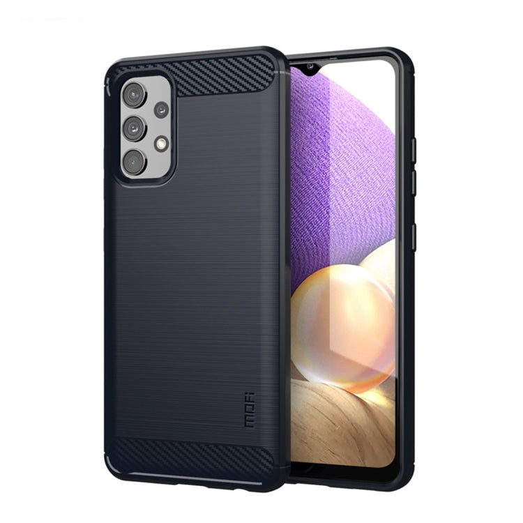 For Samsung Galaxy A32 4G(US Version) MOFI Gentleness Series Brushed Texture Carbon Fiber Soft TPU Case(Blue) - free shipping - PMC TechLife - Order now!