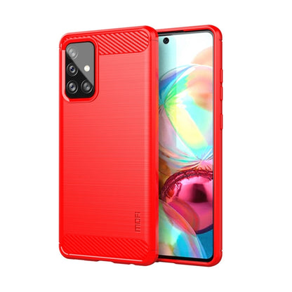 For Samsung Galaxy A72 5G/4G MOFI Gentleness Series Brushed Texture Carbon Fiber Soft TPU Case(Red) - Galaxy Phone Cases by MOFI | Online Shopping South Africa | PMC Jewellery