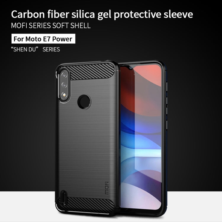 For Motorola Moto E7 Power MOFI Gentleness Series Brushed Texture Carbon Fiber Soft TPU Case(Blue) - Motorola Cases by MOFI | Online Shopping South Africa | PMC TechLife | Buy Now Pay Later Mobicred