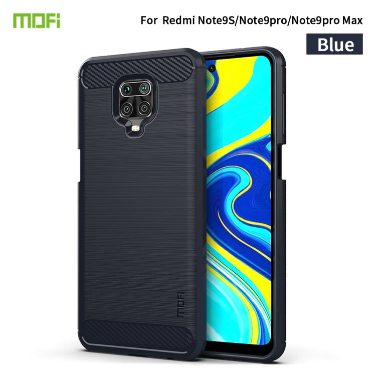 For Xiaomi Redmi Note 9s / Note 9 Pro / Note 9 Pro Max / Foco M2 Pro MOFI Gentleness Series Brushed Texture Carbon Fiber Soft TPU Case(Blue) - Xiaomi Cases by MOFI | Online Shopping South Africa | PMC Jewellery