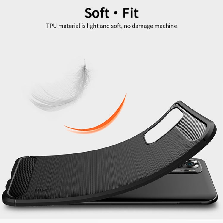 For Xiaomi Redmi Note 10 / Note 10S MOFI Gentleness Series Brushed Texture Carbon Fiber Soft TPU Case(Red) - Xiaomi Cases by MOFI | Online Shopping South Africa | PMC TechLife | Buy Now Pay Later Mobicred