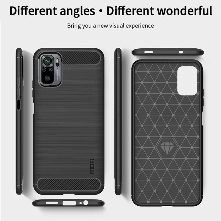 For Xiaomi Redmi Note 10 / Note 10S MOFI Gentleness Series Brushed Texture Carbon Fiber Soft TPU Case(Red) - Xiaomi Cases by MOFI | Online Shopping South Africa | PMC TechLife | Buy Now Pay Later Mobicred