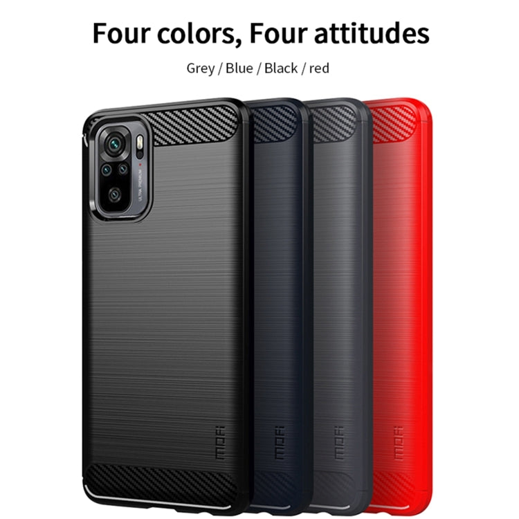 For Xiaomi Redmi Note 10 / Note 10S MOFI Gentleness Series Brushed Texture Carbon Fiber Soft TPU Case(Red) - Xiaomi Cases by MOFI | Online Shopping South Africa | PMC TechLife | Buy Now Pay Later Mobicred