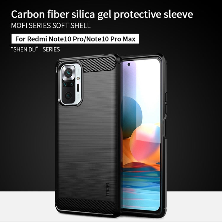 For Xiaomi Redmi Note 10 Pro / Note 10 Pro Max MOFI Gentleness Series Brushed Texture Carbon Fiber Soft TPU Case(Red) - Xiaomi Cases by MOFI | Online Shopping South Africa | PMC TechLife