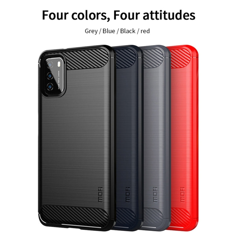 For Xiaomi Poco M3 / Redmi 9T MOFI Gentleness Series Brushed Texture Carbon Fiber Soft TPU Case(Red) - Xiaomi Cases by MOFI | Online Shopping South Africa | PMC TechLife | Buy Now Pay Later Mobicred