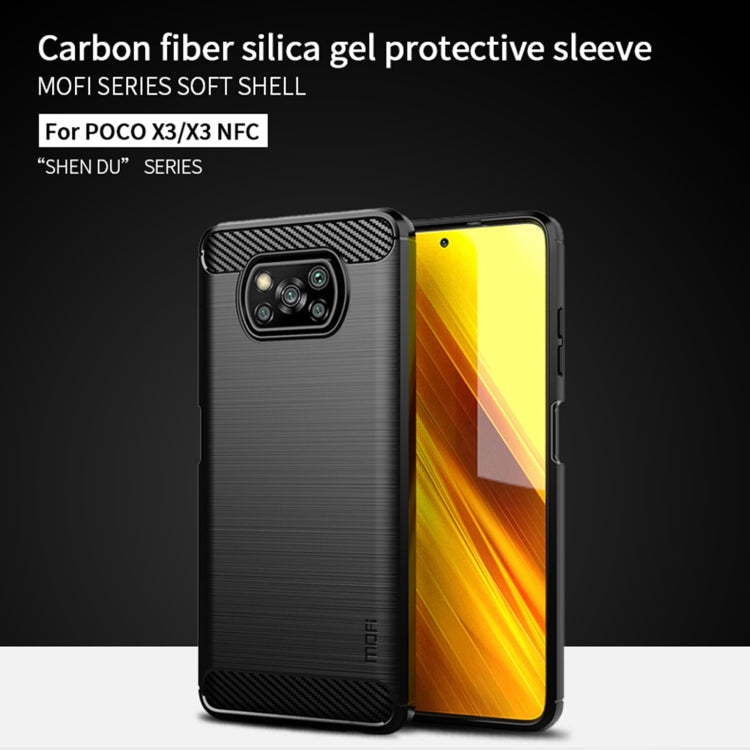 For Xiaomi POCO X3 / X3 NFC MOFI Gentleness Series Brushed Texture Carbon Fiber Soft TPU Case(Blue) - Xiaomi Cases by MOFI | Online Shopping South Africa | PMC TechLife | Buy Now Pay Later Mobicred
