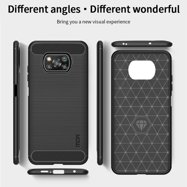 For Xiaomi POCO X3 / X3 NFC MOFI Gentleness Series Brushed Texture Carbon Fiber Soft TPU Case(Blue) - Xiaomi Cases by MOFI | Online Shopping South Africa | PMC TechLife | Buy Now Pay Later Mobicred