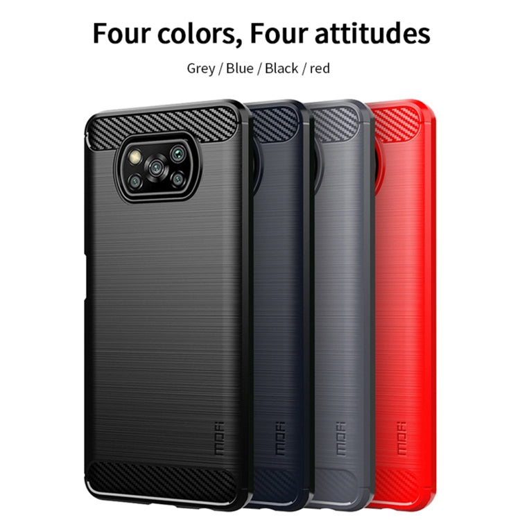 For Xiaomi POCO X3 / X3 NFC MOFI Gentleness Series Brushed Texture Carbon Fiber Soft TPU Case(Grey) - Xiaomi Cases by MOFI | Online Shopping South Africa | PMC Jewellery