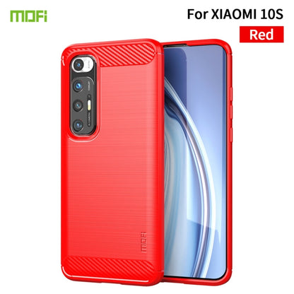 For Xiaomi Mi 10S MOFI Gentleness Series Brushed Texture Carbon Fiber Soft TPU Case(Red) - Xiaomi Cases by MOFI | Online Shopping South Africa | PMC Jewellery