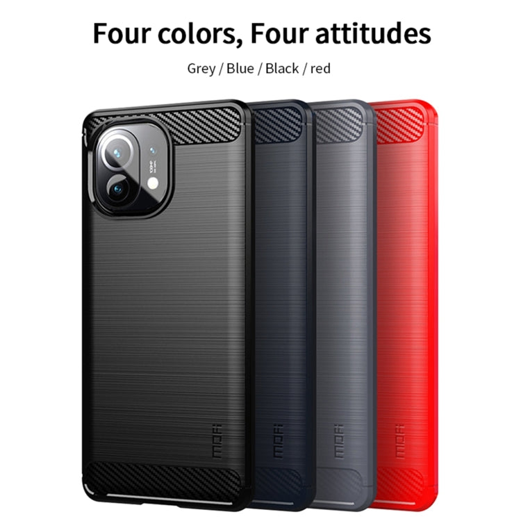 For Xiaomi Mi 11 MOFI Gentleness Series Brushed Texture Carbon Fiber Soft TPU Case(Grey) - Xiaomi Cases by MOFI | Online Shopping South Africa | PMC TechLife