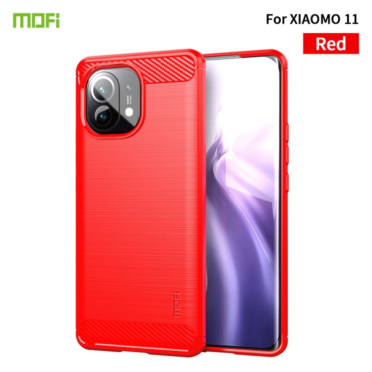 For Xiaomi Mi 11 MOFI Gentleness Series Brushed Texture Carbon Fiber Soft TPU Case(Red) - Xiaomi Cases by MOFI | Online Shopping South Africa | PMC TechLife | Buy Now Pay Later Mobicred
