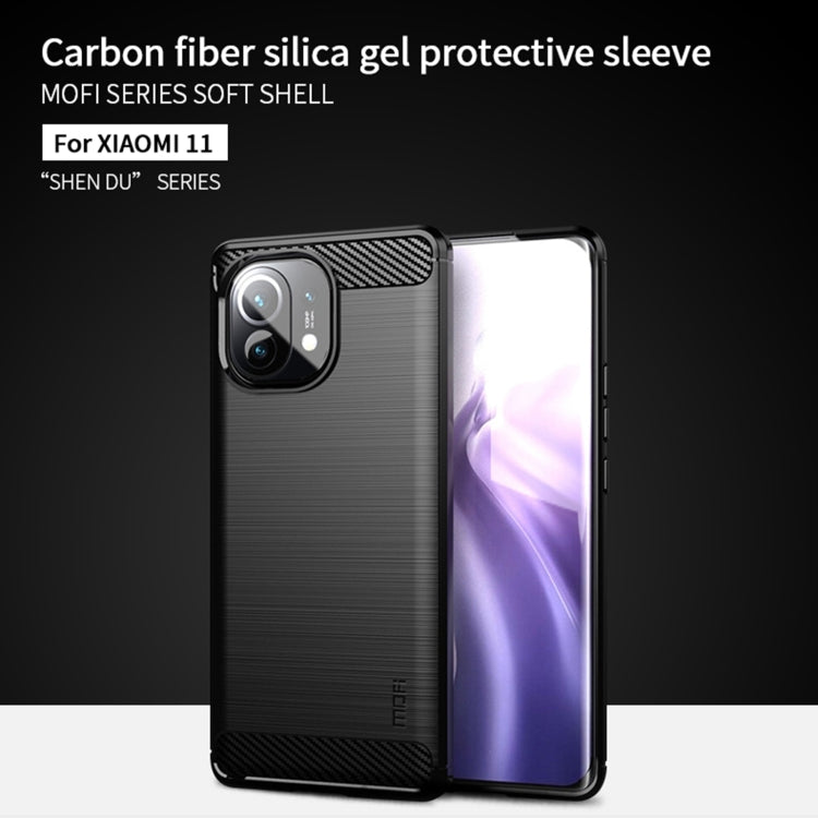 For Xiaomi Mi 11 MOFI Gentleness Series Brushed Texture Carbon Fiber Soft TPU Case(Red) - Xiaomi Cases by MOFI | Online Shopping South Africa | PMC TechLife | Buy Now Pay Later Mobicred