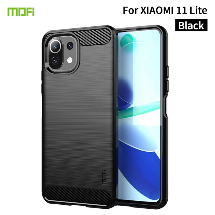 For Xiaomi Mi 11 Lite MOFI Gentleness Series Brushed Texture Carbon Fiber Soft TPU Case(Black) - Xiaomi Cases by MOFI | Online Shopping South Africa | PMC TechLife
