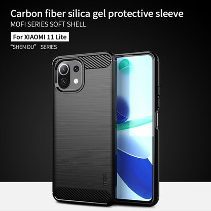 For Xiaomi Mi 11 Lite MOFI Gentleness Series Brushed Texture Carbon Fiber Soft TPU Case(Blue) - Xiaomi Cases by MOFI | Online Shopping South Africa | PMC Jewellery | Buy Now Pay Later Mobicred