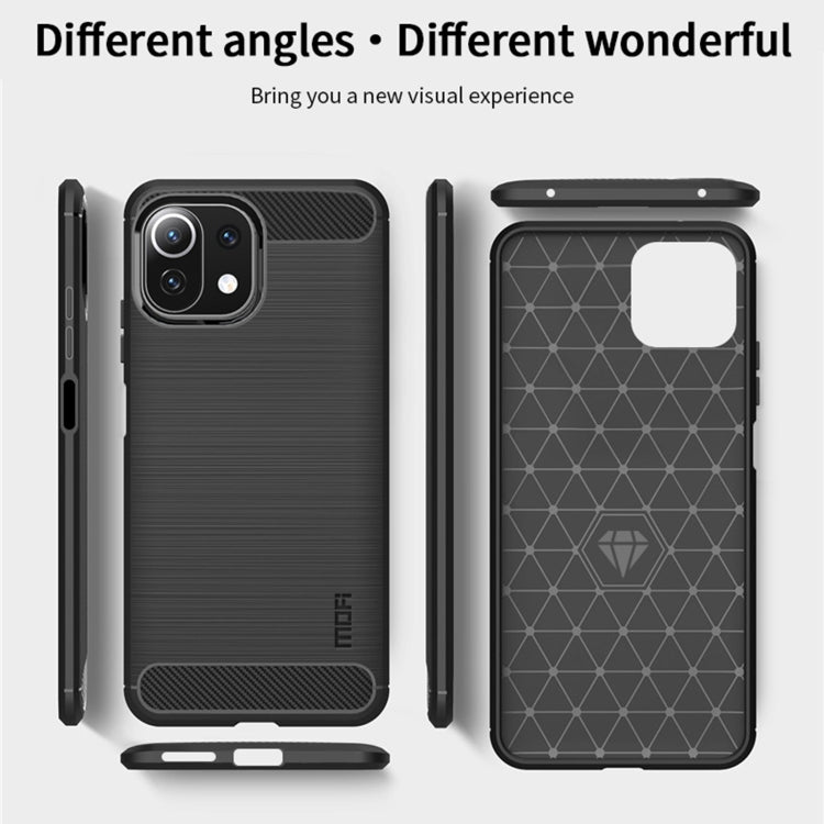 For Xiaomi Mi 11 Lite MOFI Gentleness Series Brushed Texture Carbon Fiber Soft TPU Case(Blue) - Xiaomi Cases by MOFI | Online Shopping South Africa | PMC TechLife | Buy Now Pay Later Mobicred