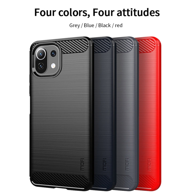 For Xiaomi Mi 11 Lite MOFI Gentleness Series Brushed Texture Carbon Fiber Soft TPU Case(Blue) - Xiaomi Cases by MOFI | Online Shopping South Africa | PMC TechLife | Buy Now Pay Later Mobicred
