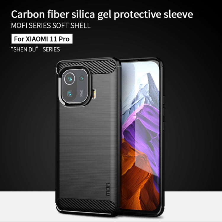 For Xiaomi Mi 11 Pro MOFI Gentleness Series Brushed Texture Carbon Fiber Soft TPU Case(Gray) - Xiaomi Cases by MOFI | Online Shopping South Africa | PMC TechLife | Buy Now Pay Later Mobicred