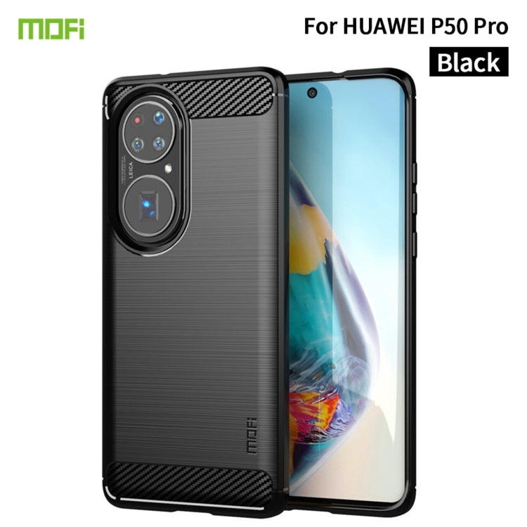 For Huawei P50 Pro MOFI Gentleness Series Brushed Texture Carbon Fiber Soft TPU Case(Black) - Huawei Cases by MOFI | Online Shopping South Africa | PMC TechLife | Buy Now Pay Later Mobicred