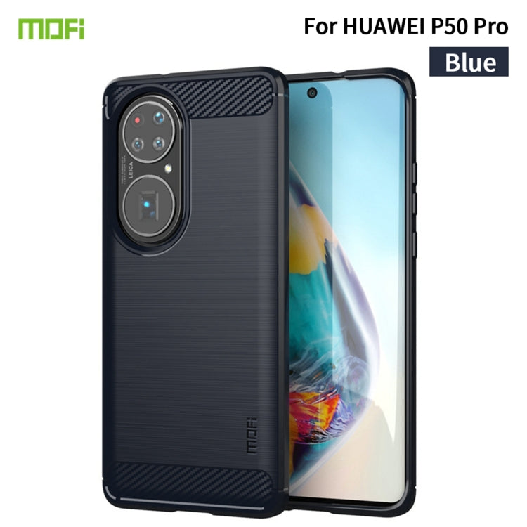 For Huawei P50 Pro MOFI Gentleness Series Brushed Texture Carbon Fiber Soft TPU Case(Blue) - Huawei Cases by MOFI | Online Shopping South Africa | PMC TechLife | Buy Now Pay Later Mobicred