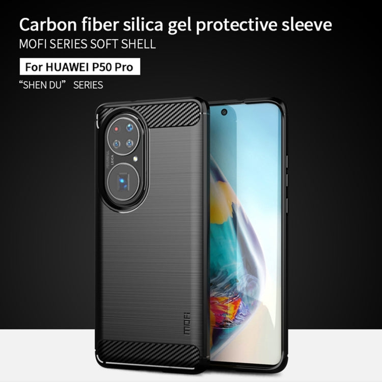 For Huawei P50 Pro MOFI Gentleness Series Brushed Texture Carbon Fiber Soft TPU Case(Red) - free shipping - PMC TechLife - Order now!