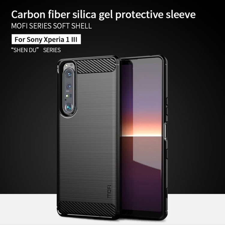 For Sony Xperia 1 lll MOFI Gentleness Series Brushed Texture Carbon Fiber Soft TPU Case(Blue) - free shipping - PMC TechLife - Order now!