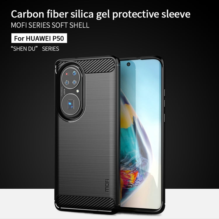 For Huawei P50 MOFI Gentleness Series Brushed Texture Carbon Fiber Soft TPU Case(Gray) - Huawei Cases by MOFI | Online Shopping South Africa | PMC TechLife | Buy Now Pay Later Mobicred
