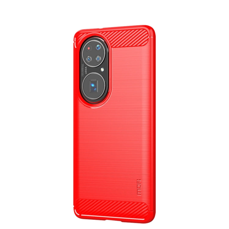 For Huawei P50 MOFI Gentleness Series Brushed Texture Carbon Fiber Soft TPU Case(Red) - Huawei Cases by MOFI | Online Shopping South Africa | PMC Jewellery