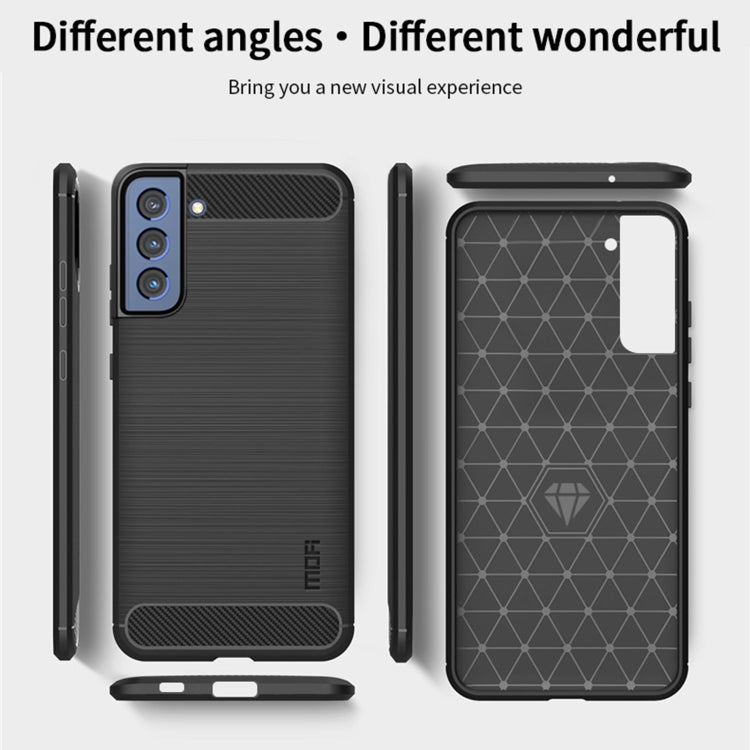 For Samsung Galaxy S21 FE MOFI Gentleness Series Brushed Texture Carbon Fiber Soft TPU Case(Red) - Galaxy Phone Cases by MOFI | Online Shopping South Africa | PMC TechLife