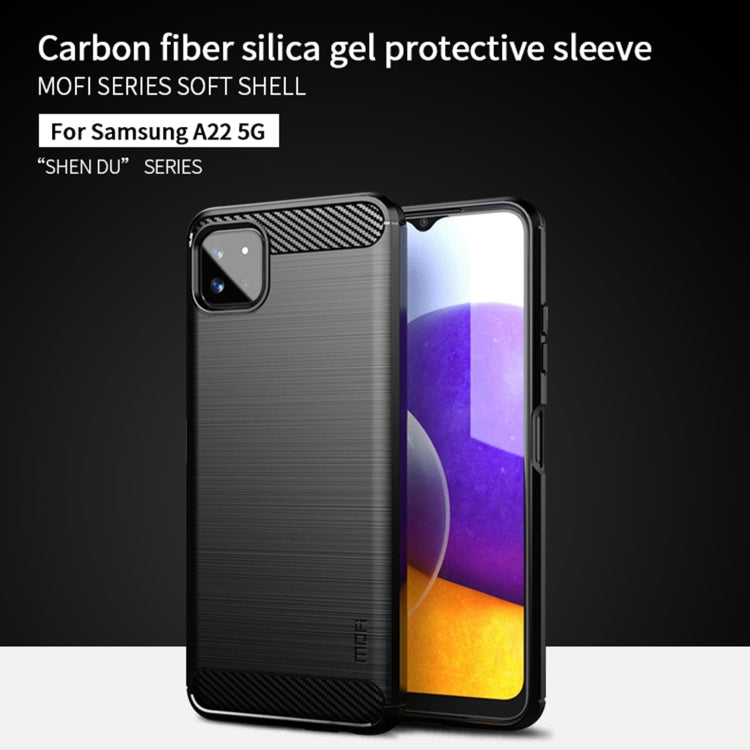 For Samsung Galaxy A22 5G MOFI Gentleness Series Brushed Texture Carbon Fiber Soft TPU Case(Red) - free shipping - PMC TechLife - Order now!