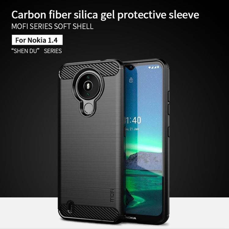 For Nokia 1.4 MOFI Gentleness Series Brushed Texture Carbon Fiber Soft TPU Case(Black) - Nokia Cases by MOFI | Online Shopping South Africa | PMC TechLife