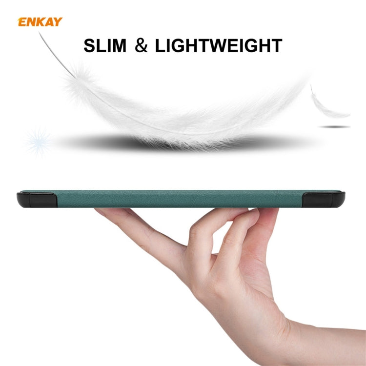 ENKAY PU Leather + Plastic Case with Three-folding Holder for Huawei MatePad T8 / Honor Tablet X7(Green) - free shipping - PMc TechLife - Order now!