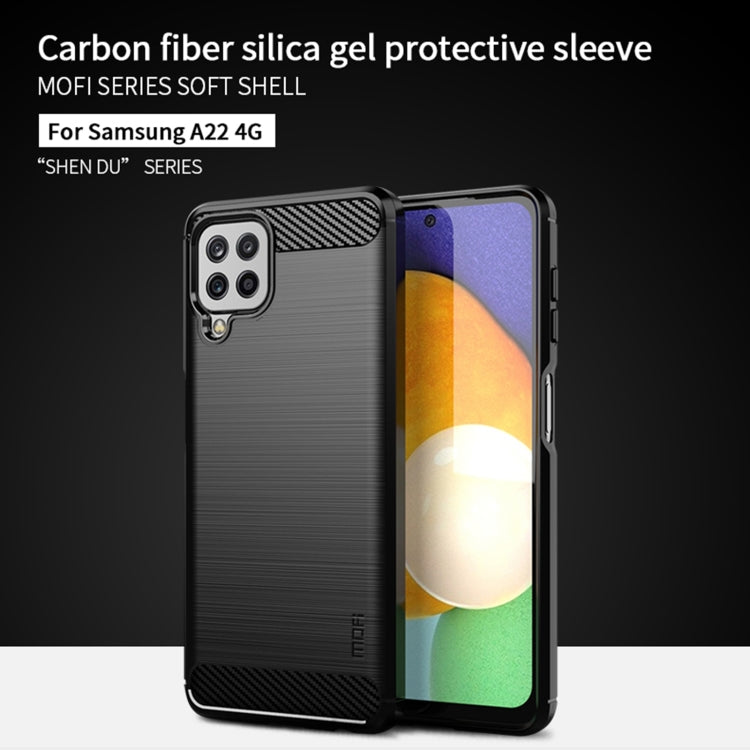 For Samsung Galaxy A22 4G MOFI Gentleness Series Brushed Texture Carbon Fiber Soft TPU Case(Blue) - free shipping - PMC TechLife - Order now!