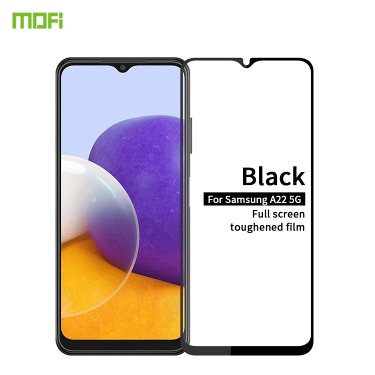 For Samsung Galaxy A22 5G MOFI 9H 2.5D Full Screen Tempered Glass Film(Black) - Galaxy Tempered Glass by MOFI | Online Shopping South Africa | PMC Jewellery