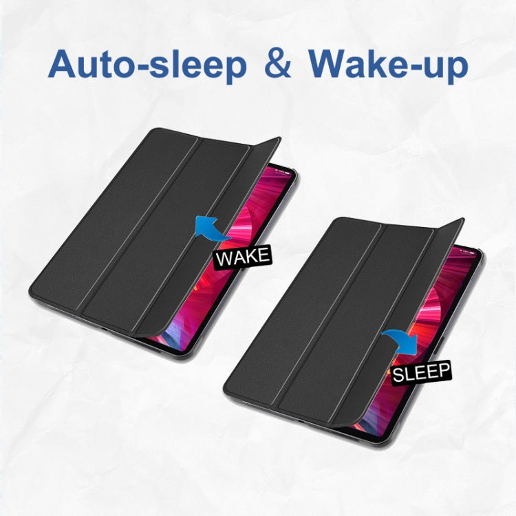 For iPad Pro 11 2022 / 2021 / 2020 ENKAY 3-Folding Shockproof PC Cover Custer Texture PU Leather Tablet Case with Holder & Sleep / Wake-up Function(Black) - free shipping - PMc TechLife - Order now!