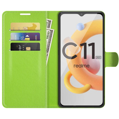 For OPPO Realme C11 2021 Litchi Texture Horizontal Flip Protective Case with Holder & Card Slots & Wallet(Green) - Realme Cases by PMC Jewellery | Online Shopping South Africa | PMC Jewellery | Buy Now Pay Later Mobicred