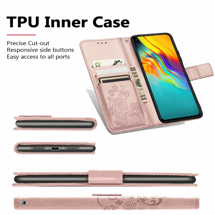 For  Doogee X96 Pro Four-leaf Clasp Embossed Buckle Mobile Phone Protection Leather Case with Lanyard & Card Slot & Wallet & Bracket Function(Gray) - More Brand by PMC TechLife | Online Shopping South Africa | PMC TechLife | Buy Now Pay Later Mobicred
