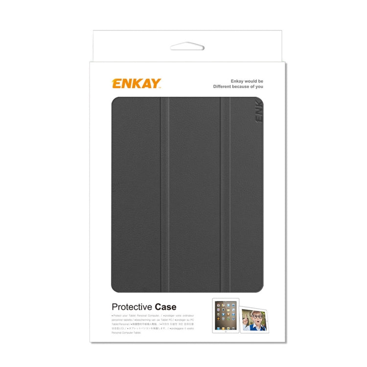For Lenovo Tab M8 1/2/3 ENKAY Custer Texture Horizontal Flip PU+PC Leather Case with Three-folding Holder(Black) - Lenovo by ENKAY | Online Shopping South Africa | PMC TechLife | Buy Now Pay Later Mobicred