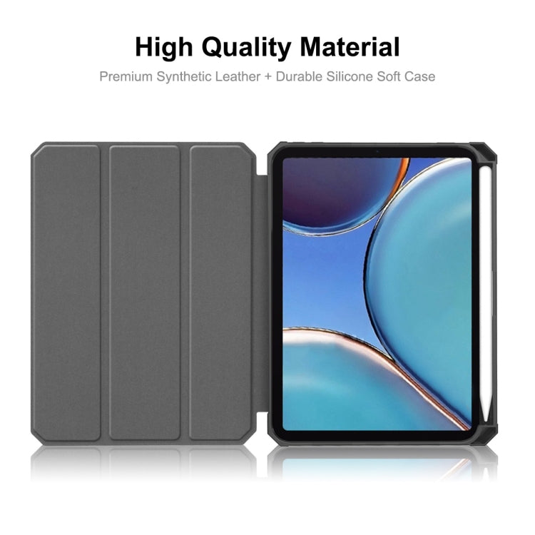 For iPad mini 2024 / mini 6 ENKAY Custer Texture Horizontal Flip PU+TPU Leather Tablet Case with Three-folding Holder & Sleep / Wake-up Function & Pen Holder(Dark Green) - free shipping - PMc TechLife - Order now!
