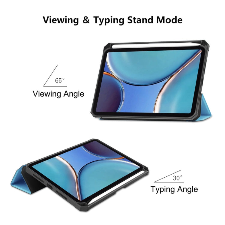 For iPad mini 2024 / mini 6 ENKAY Custer Texture Horizontal Flip PU+TPU Leather Tablet Case with Three-folding Holder & Sleep / Wake-up Function & Pen Holder(Dark Green) - free shipping - PMc TechLife - Order now!