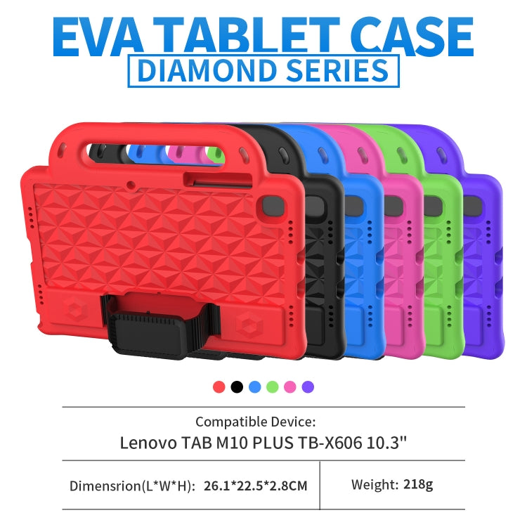 For Lenovo Tab M10 Plus TB-X606 10.3 Diamond Series EVA Anti-Fall Shockproof Sleeve Protective Shell Case with Holder & Strap(Red) - Lenovo by PMC TechLife | Online Shopping South Africa | PMC TechLife | Buy Now Pay Later Mobicred