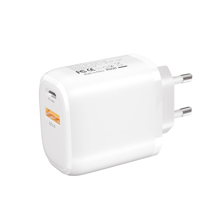 CS-20W Mini Portable PD3.0 + QC3.0 Dual Ports Fast Charger(EU Plug) - USB Charger by PMC Jewellery | Online Shopping South Africa | PMC Jewellery | Buy Now Pay Later Mobicred