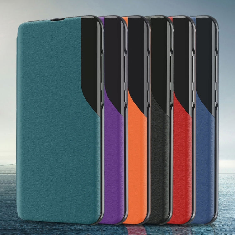 For Samsung Galaxy A22 5G Attraction Flip Holder Leather Phone Case(Blue) - Galaxy Phone Cases by PMC TechLife | Online Shopping South Africa | PMC TechLife