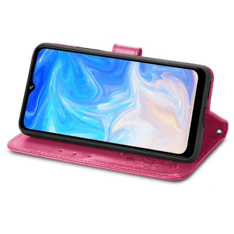 For DOOGEE N40 Pro Four-leaf Clasp Embossed Leather Case with Lanyard & Card Slot & Wallet & Holder(Magenta) - More Brand by PMC TechLife | Online Shopping South Africa | PMC TechLife | Buy Now Pay Later Mobicred