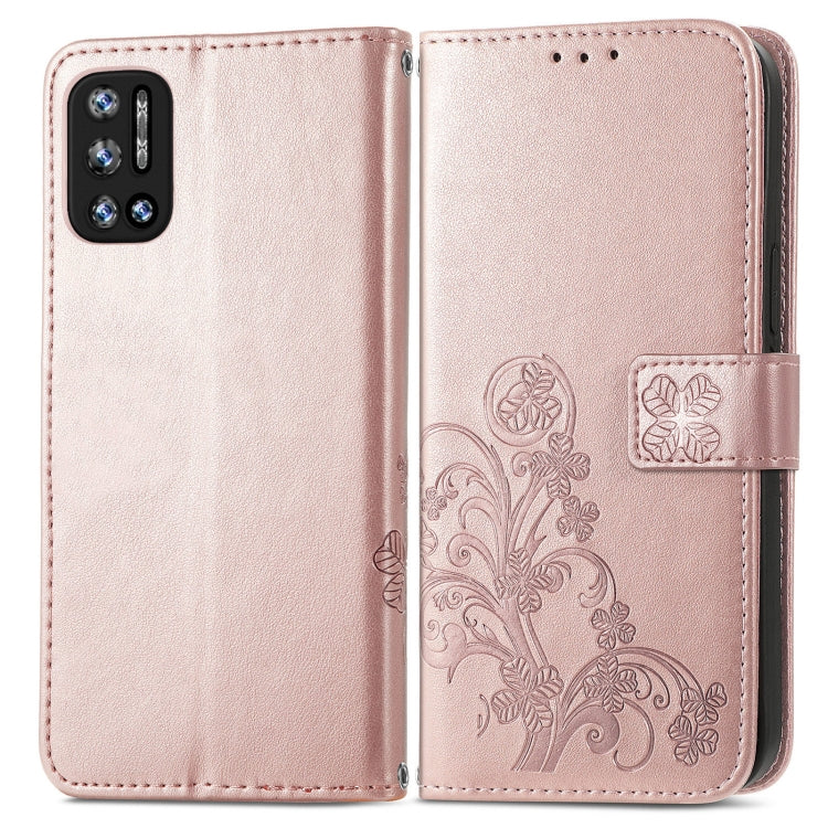 For DOOGEE N40 Pro Four-leaf Clasp Embossed Leather Case with Lanyard & Card Slot & Wallet & Holder(Rose Gold) - More Brand by PMC Jewellery | Online Shopping South Africa | PMC Jewellery | Buy Now Pay Later Mobicred