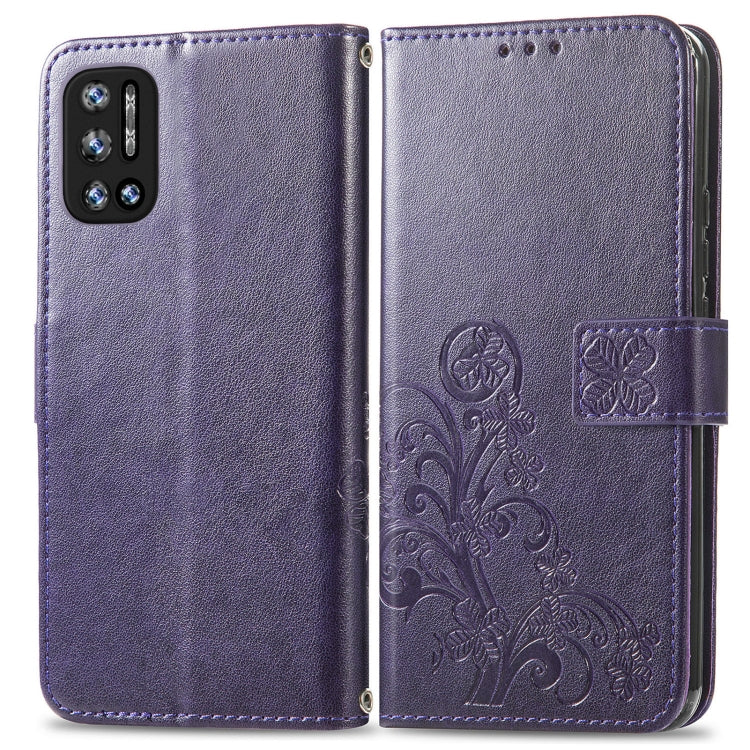 For DOOGEE N40 Pro Four-leaf Clasp Embossed Leather Case with Lanyard & Card Slot & Wallet & Holder(Purple) - More Brand by PMC TechLife | Online Shopping South Africa | PMC TechLife | Buy Now Pay Later Mobicred