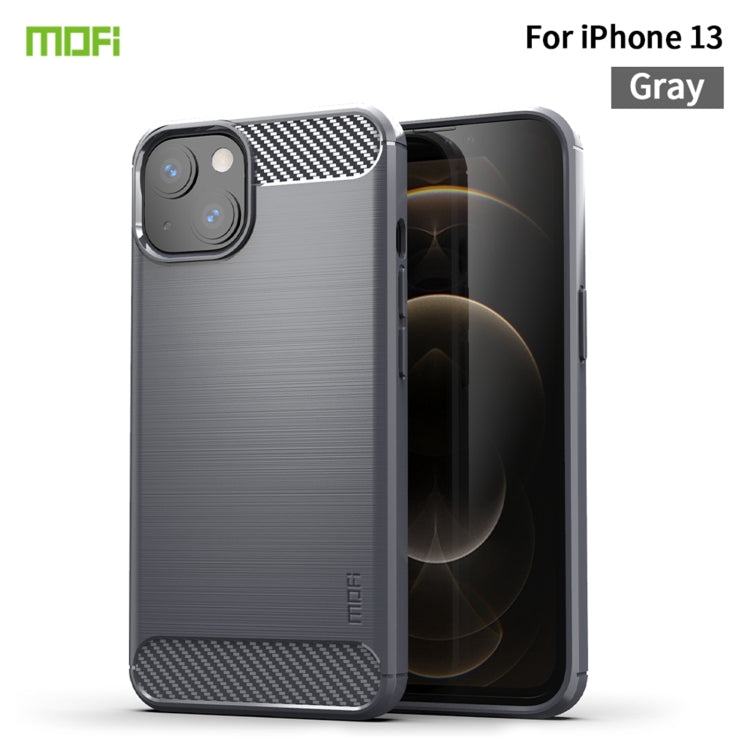 For iPhone 13 MOFI Gentleness Series Brushed Texture Carbon Fiber Soft TPU Case (Gray) - iPhone 13 Cases by MOFI | Online Shopping South Africa | PMC Jewellery