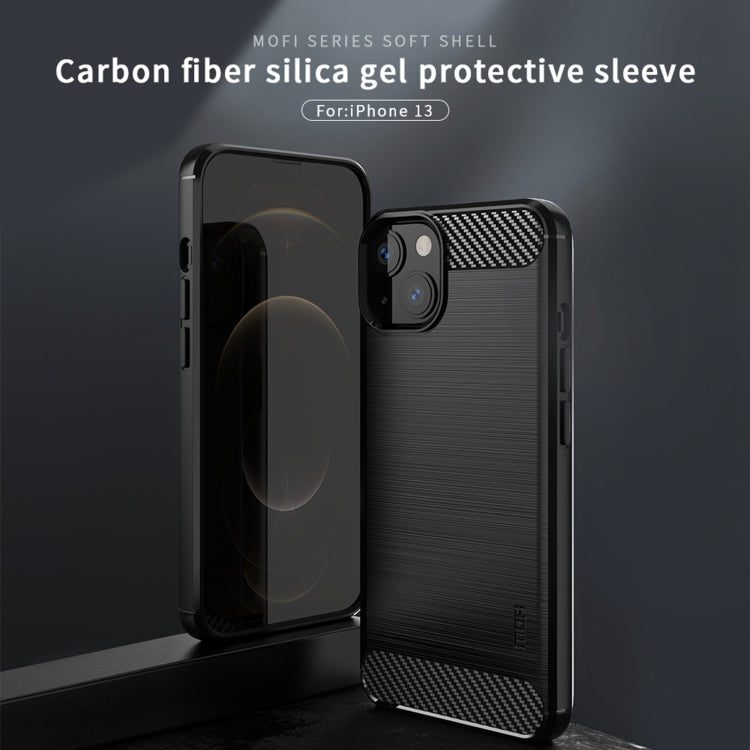For iPhone 13 MOFI Gentleness Series Brushed Texture Carbon Fiber Soft TPU Case (Gray) - iPhone 13 Cases by MOFI | Online Shopping South Africa | PMC TechLife | Buy Now Pay Later Mobicred